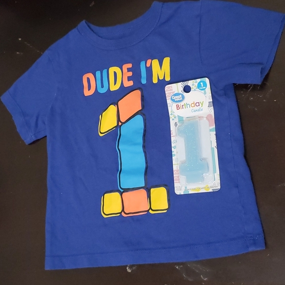 Boy turning 1 Year Old with Birthday candle - Picture 2 of 5